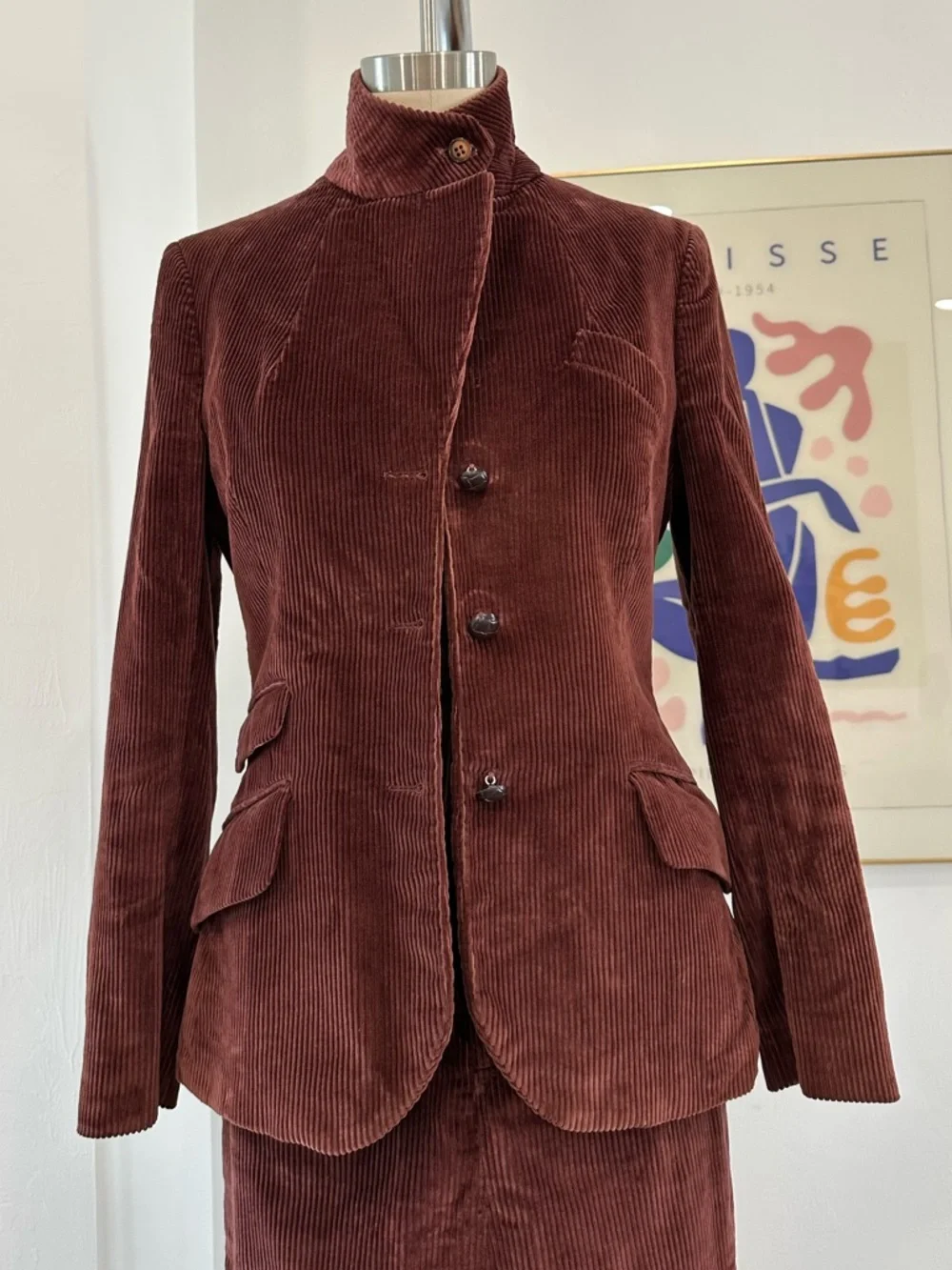 Vintage 60βs/70βs Brown Three-Piece Corduroy Skirt Suit - Picture 8 of 16